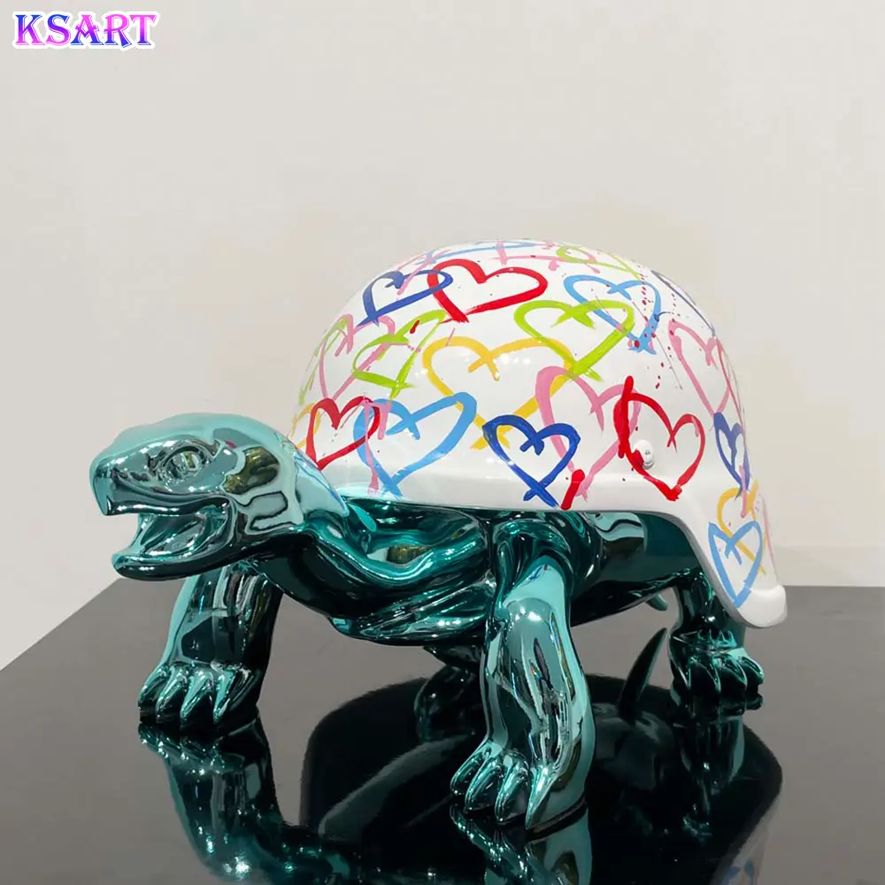 Resina epoxi arte escultura artesanía Pop pintura arte resina animales estatuas resina artesanía paz tortuga Sombrero duro tortuga