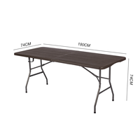 Tables pliantes rectangulaires modernes en plastique HDPE noir de 180 cm pour la maison et les fêtes, vente en gros