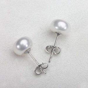 Eenvoudige Mode Bruiloft Ear Stud Vrouwen Natuurlijke Parel Custom Logo 925 Sterling Zilveren Oorplug Oorbellen Gekleurd Zoet Water Parel - Product Image 4