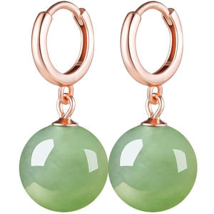 Boucles d'oreilles en jaspe de jade Hetian naturel, argent S925, bijoux simples et élégants pour femmes, certificat d'évaluation D476 - Product Image 1