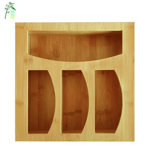 <b>Bamboo</b> Storage Box 12x12inch 4-Compartment Food <b>Container</b> Rectangle Shape For Kitchen Organization - Product Image 4