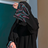 Robe Abaya noire style Lanna pour femmes musulmanes, robe Abaya musulmane pour femme, broderie florale, diamants, Abaya musulmane FK805-F488