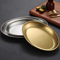 Assiette à dessert ovale en acier inoxydable, assiette de service pour salade, facile à nettoyer, bol à pizza et à fruits pour la maison, la cuisine, le camping en plein air, le barbecue