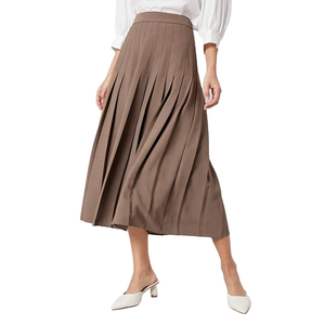 Gonna a vita alta plissettata <span class=keywords><strong>Marrone</strong></span> a quadri lunga da donna Manni Premium - Product Image 1
