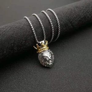 Yunnique – collier avec pendentif tête de Lion en acier inoxydable, plaqué or, pour hommes, bijoux cadeau - Product Image 2