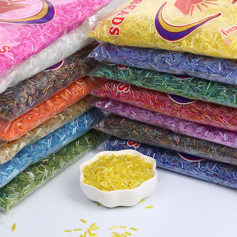Factory Direct Wholesale 2*6mm Bugle Seed Beads 450g/bag Silver Lined Glass Seed Beads for Jewelry Making
