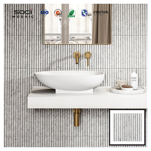 Hotel Bar parete progetto doccia Backsplash rivestimento a forma di Semilune lunga striscia mosaici in <span class=keywords><strong>pietra</strong></span> per la qualità decorazione della parete del bagno - Product Image 3