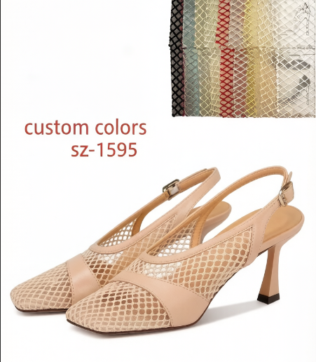 Manufacturer Custom Wedding Pointed Toe Women's Soft Designer Silver and Black Mesh Low Kitten Heeled Luxury Pumps for Women