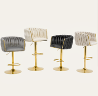 Tabourets de bar portables de luxe en métal avec revêtement en velours, design nordique moderne pour la maison, le bureau et la cuisine