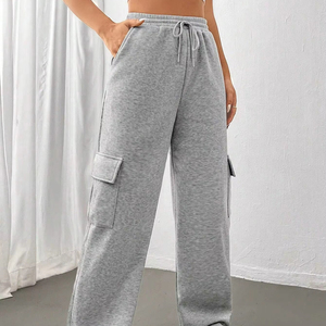 Pantalon de survêtement ample et classique pour femme Ohsisa, tendance, à cordon de serrage, taille haute, mélange polyester-spandex, printemps, longueur totale - Product Image 6