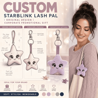 Jouet en peluche personnalisé OEM ODM, animal en peluche, mascotte Starblink Lash Pal, porte-clés, cadeau promotionnel pour les soins de beauté et les entreprises