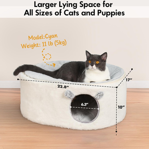 Lit pour animaux de compagnie en peluche, grande capacité, fermé et amovible, vente en gros pour chats et chiens, type grotte - Product Image 1