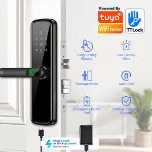 Kunci Pintu Pintar Digital dengan Gagang Sidik Jari 5050 Mortise Kata Sandi RFID Tuya WiFi Alexa Ttlock Kunci Keamanan untuk Pintu Kayu - Product Image 4