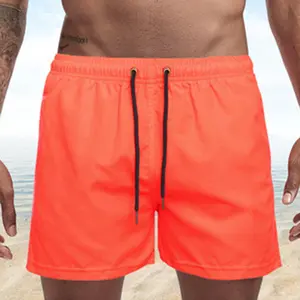 Shorts de praia 2 em 1 com logotipo personalizado, calção masculina de secagem rápida em poliéster para nadar, praia e corrida