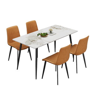 Chaises de salle à manger modernes et confortables en cuir et tissu pour un ensemble de salle à manger de luxe pour la maison, l'hôtel et l'appartement - Product Image 4