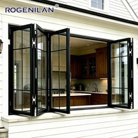 Ventana Plegable de Aluminio con Doble Acristalamiento Low-E, Impermeable, de Rogenilan, Proveedor Chino, Ventanas de Vidrio Plegables Tipo Acordeón para Patio