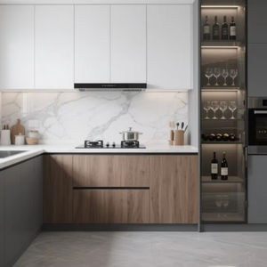 SANTOPOVA Modern High-End Single Side MDF Lacquer Modular Kitchen <b>Cabinet</b> with Soft Close Hinge Flat Panel - Product Image 1