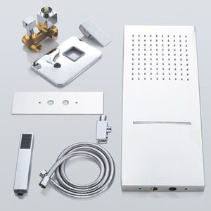 Pomme de douche à effet pluie chromée de luxe combinée au plafond et au mur avec jets de corps en laiton dissimulés et vanne en céramique pour hôtels - Product Image 5