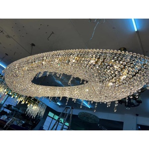 Candelabro de cristal <span class=keywords><strong>Artica</strong></span> K9 de lujo posmoderno italiano de fábrica personalizado cableado inoxidable para decoración del hogar Luz de decoración del vestíbulo - Product Image 3