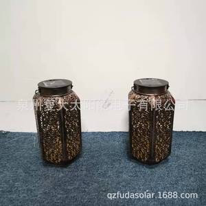 Solar Garden Lantern Hexagonal Metal Outdoor Hanging <b>LED</b> <b>Light</b> With Solar Panel For Patio Decor - Product Image 5
