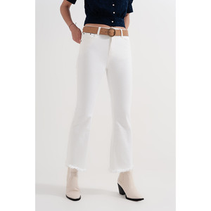 Pantaloni dritti bianchi con caviglie larghe - Product Image 5