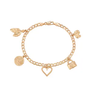 A00721904 Xuping 18k gold color Elephant, queen, heart-shaped, lock charm bracelet