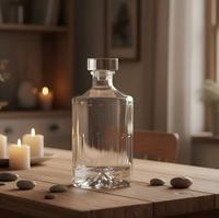 Nouvelle conception personnalisée de bouteille de spiritueux de luxe en verre de 500 ml et 750 ml pour rhum, vodka, whisky, gin avec bouchon en verre