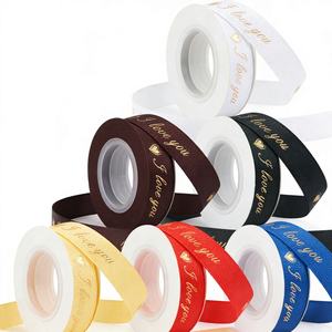 Rubans en gros-grain personnalisés en usine, 5/8 pouces, écologiques, imprimés à <span class=keywords><strong>l</strong></span>'or, « Je t'aime », blancs, <span class=keywords><strong>pour</strong></span> mariage, Saint-Valentin, <span class=keywords><strong>pour</strong></span> cadeaux - Product Image 1
