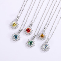Nouveau Collier Moissanite en Argent Pur, Motif Tournesol, Luxe Léger et Polyvalent, Chaîne Ras du Cou