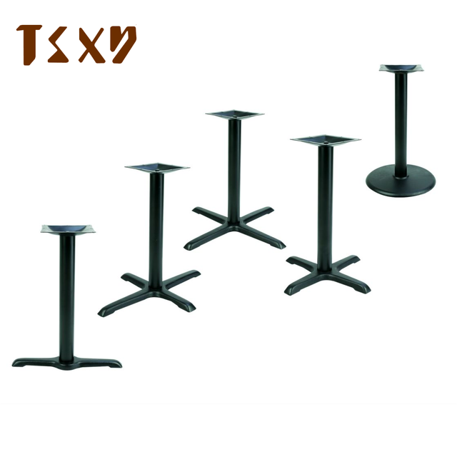 Commercial Use 22" Cast Iron and Stamped Table Base Textured Black Paint Round Column Square Holder Restaurant Furniture