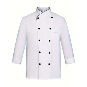 Giacca <span class=keywords><strong>da</strong></span> Chef Lunga Unisex di Fascia Alta Taglia Americana XS-3XL in Tessuto Twill Antimacchia Abbigliamento <span class=keywords><strong>da</strong></span> <span class=keywords><strong>Lavoro</strong></span> per Cucina Catering <span class=keywords><strong>Ristorante</strong></span> Hotel - Product Image 5