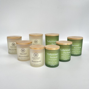 Bougies parfumées de luxe multi-mèches <span class=keywords><strong>grossiste</strong></span> taille verre pot extra large bougie givrée bougies vertes blanches avec couvercles en bois de bambou - Product Image 2