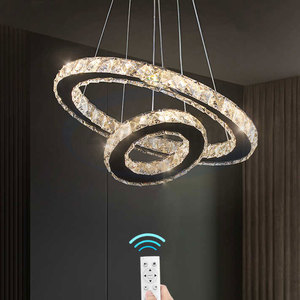 <span class=keywords><strong>Lampadario</strong></span> a LED in Cristallo con Anelli Circolari di Lusso Moderno con Telecomando e Controllo a Interruttore per Soggiorno di Zeal Lighting - Product Image 4
