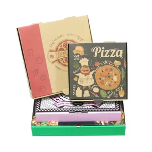 Aangepaste Biologisch Afbreekbare Take-Away Gegolfde Cartoon Pizza Pulp Dozen Voor Pizza 'S Groothandel