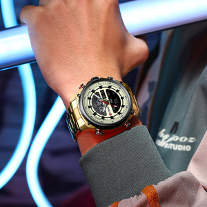 핫 세일 CURREN 8404 남자 디지털 시계 Led 빛나는 다기능 남성 시계 스테인레스 스틸 방수 남성 손목 시계 Relogio - Product Image 3