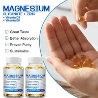 Capsules molles de magnésium glycinate + complexe de zinc, marque privée, 120 unités, avec vitamine D3 et vitamine B6