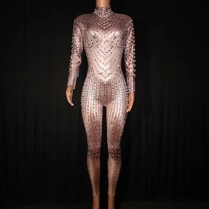 Combinaisons moulantes de créateur pour femmes, tenue de scène sexy, costumes de danse, perles et strass, tenue de soirée, combinaison de bal - Product Image 4