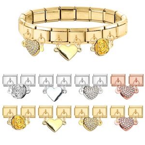 Moda creativa dolce amore romantico cuore italiano ciondoli per bracciale 9mm impermeabile in acciaio inossidabile fiori ciondoli italiani - Product Image 3