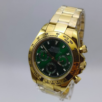 Jam Tangan VK63 Movement, Kalender Perak Putih, Bahan Baja Tahan Karat 904L, Enam Jarum, Timer Tersegmentasi, Jam Tangan Pria