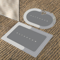 Tapis de bain en caoutchouc ovale moderne à séchage rapide |   Tapis gaufré antidérapant et rembourré |   Lavable en machine, résistant à l'eau de Javel, nettoyage facile, maison, hôtel