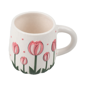 Tazza in ceramica con Logo personalizzato eco-friendly con Design <span class=keywords><strong>tulipano</strong></span> in porcellana rustica da 15 once per caffè Espresso caldo al latte europeo - Product Image 5