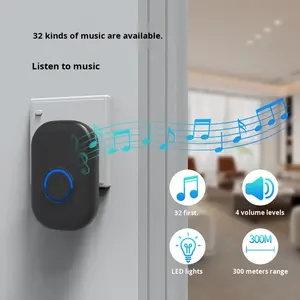 Son à haut niveau de décibels + lumière stroboscopique LED, alerte visuelle pour les personnes malentendantes, sonnette sans fil, téléavertisseur - Product Image 4