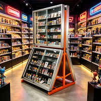 Vitrine verticale en verre gradué avec cadre métallique personnalisé, présentoir pour objets de collection sportifs, étagères pour cartes à collectionner, vitrine pour cartes à échanger