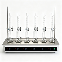 Équipement de laboratoire : Mantille chauffante à 6 positions avec contrôle de température et appareil d'extraction Soxhlet complet en verre de 250 ml