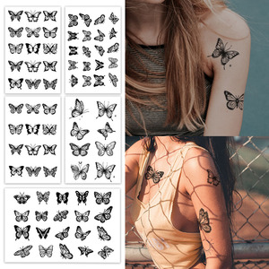 WB 5 Fogli/Confezione Tatuaggi Temporanei Semi-Permanenti per Donne, <span class=keywords><strong>Farfalle</strong></span> <span class=keywords><strong>e</strong></span> <span class=keywords><strong>Fiori</strong></span>, Sexy <span class=keywords><strong>e</strong></span> Realistici, Impermeabili, Adesivi Stencil - Product Image 2
