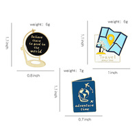 Épinglette de revers en métal personnalisée, carte du monde, badge, broche de dessin animé, cadeau pour les amateurs de voyage, globe en émail pour sac, vêtements