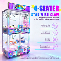 Kising Mini Super Claw Crane Machine, jeu d'arcade pour 4 joueurs, machine à attraper les objets, distributeur de porte-clés adapté aux parents