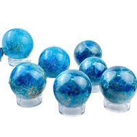 Sphère de cristal d'apatite bleue naturelle, boule de pierre précieuse polie, pierre de guérison Reiki Chakra pour collection de cristaux