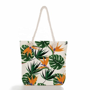 Fabricantes Venda Direta Floral Impresso Armazenamento Único Ombro Grande Capacidade Viagem Tote Saco De Praia com Bolsos Dentro - Product Image 5