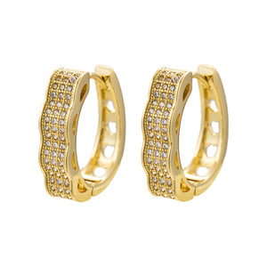 Boucles d'oreilles créoles en or 18 carats avec zircon micro-incrusté, forme géométrique ovale, pour femme, bijoux d'anniversaire - Product Image 5